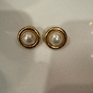 J. Crew Gold and Pearl Stud Earrings